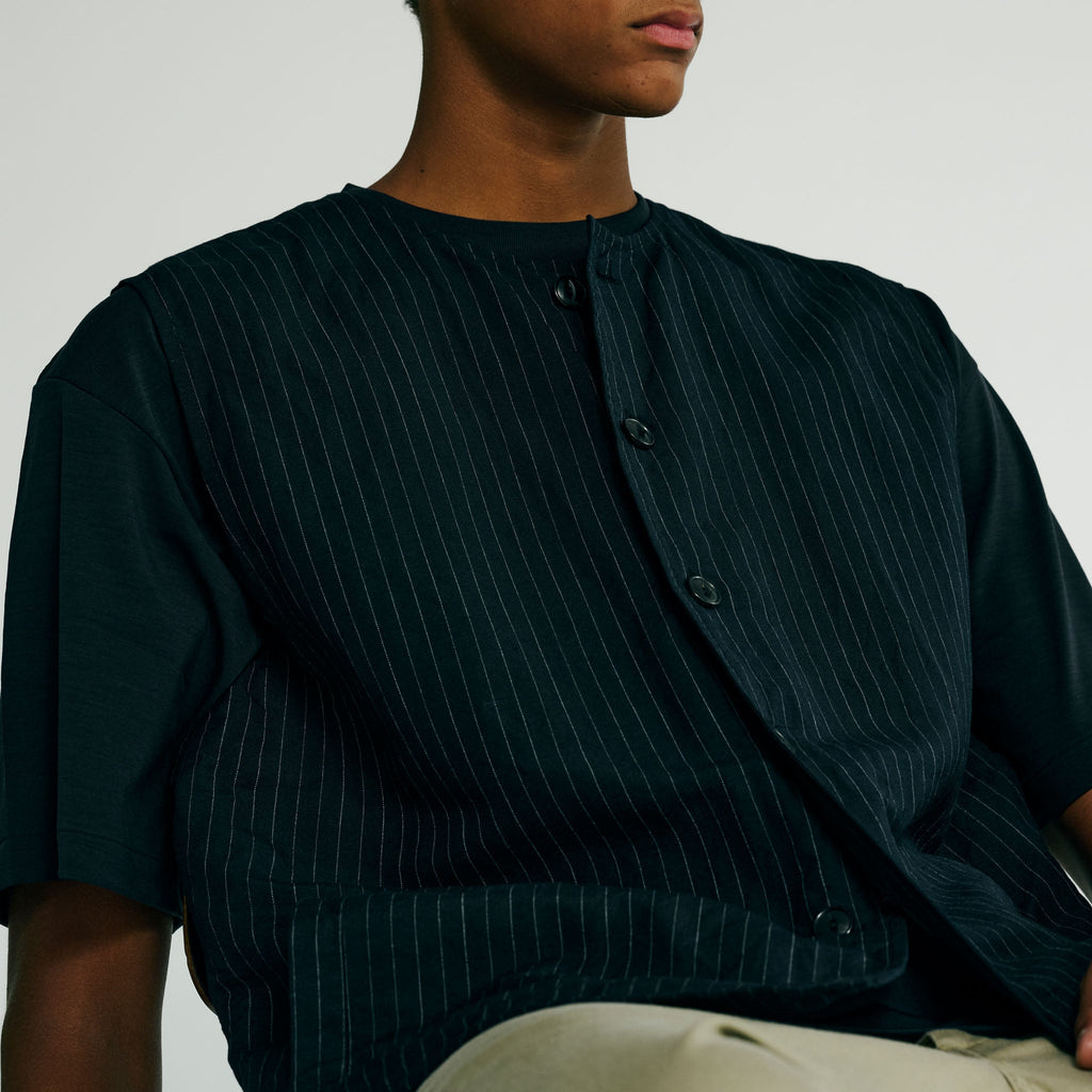 GL15676 / LINEN × WOOL TROPICAL CREW NECK VEST