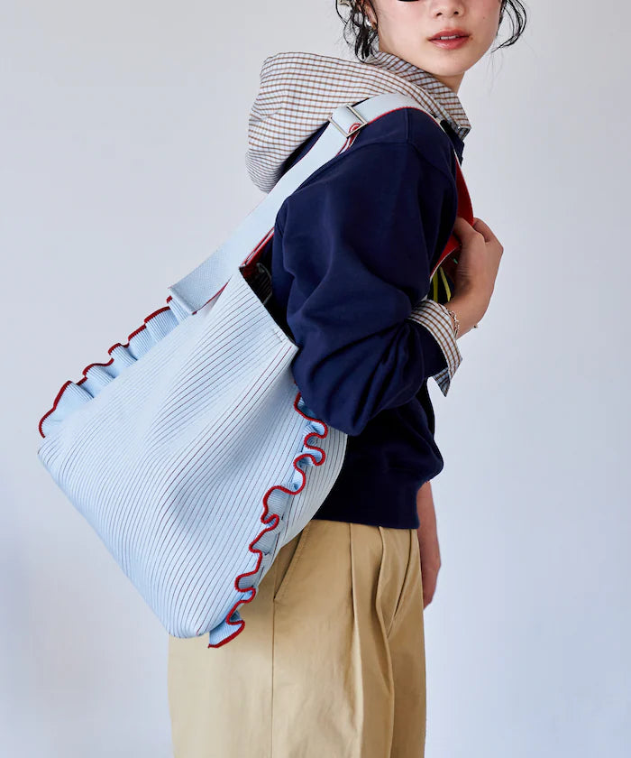Color Block Knit Ruffle One Shoulder Bag