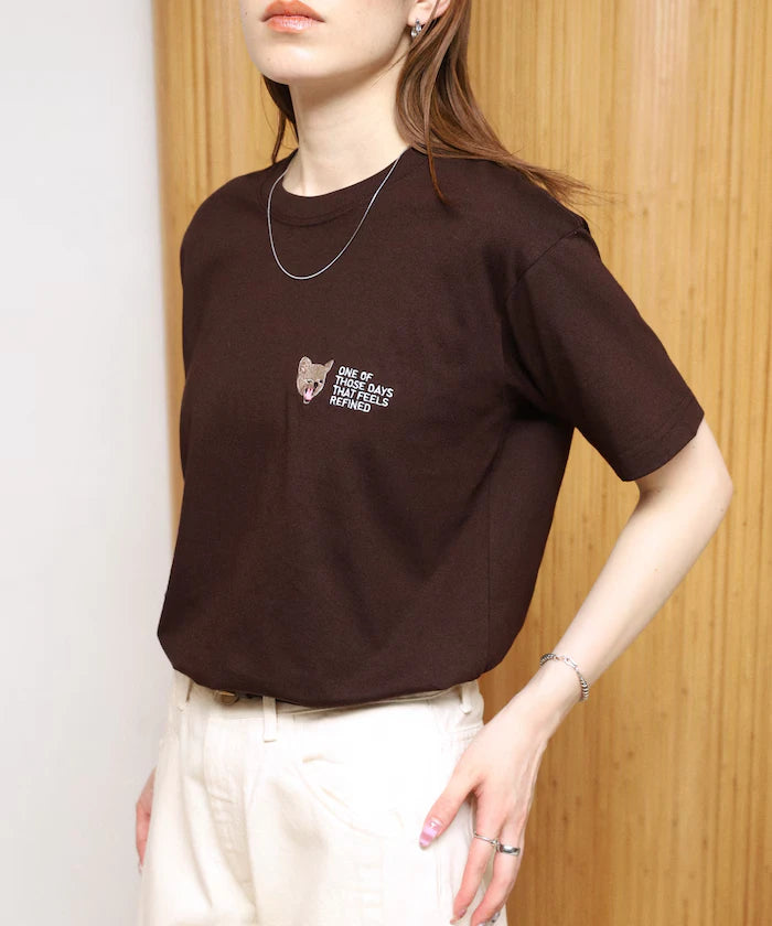 Organic Cotton One Point Animal Embroidery T-Shirt