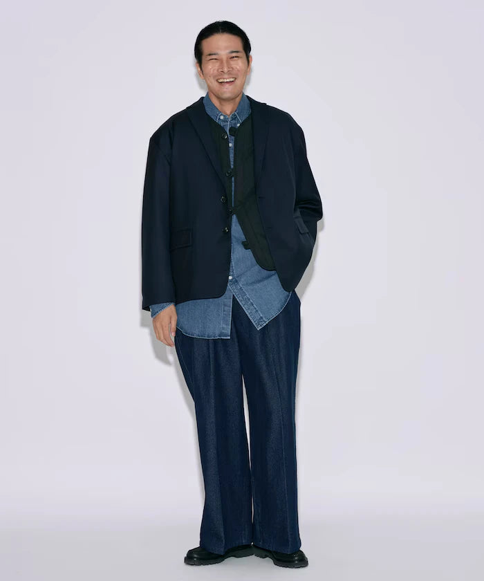 Sleeve-Contrast Tailored Jacket / Relaxed Fit