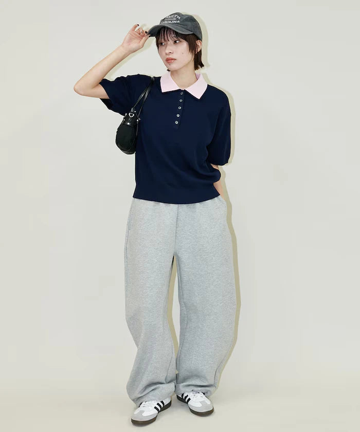 Color Scheme 2-Panel Collar Short Sleeve Knit Polo Shirt Limited Edition