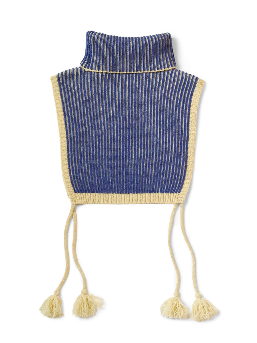 5G Wool High Neck Stripe Bib Poncho
