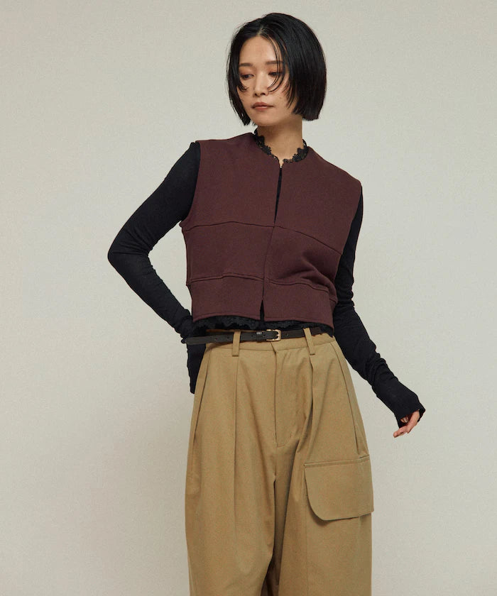 Organic Cotton Lace Sweat Vest / Lined Sweat