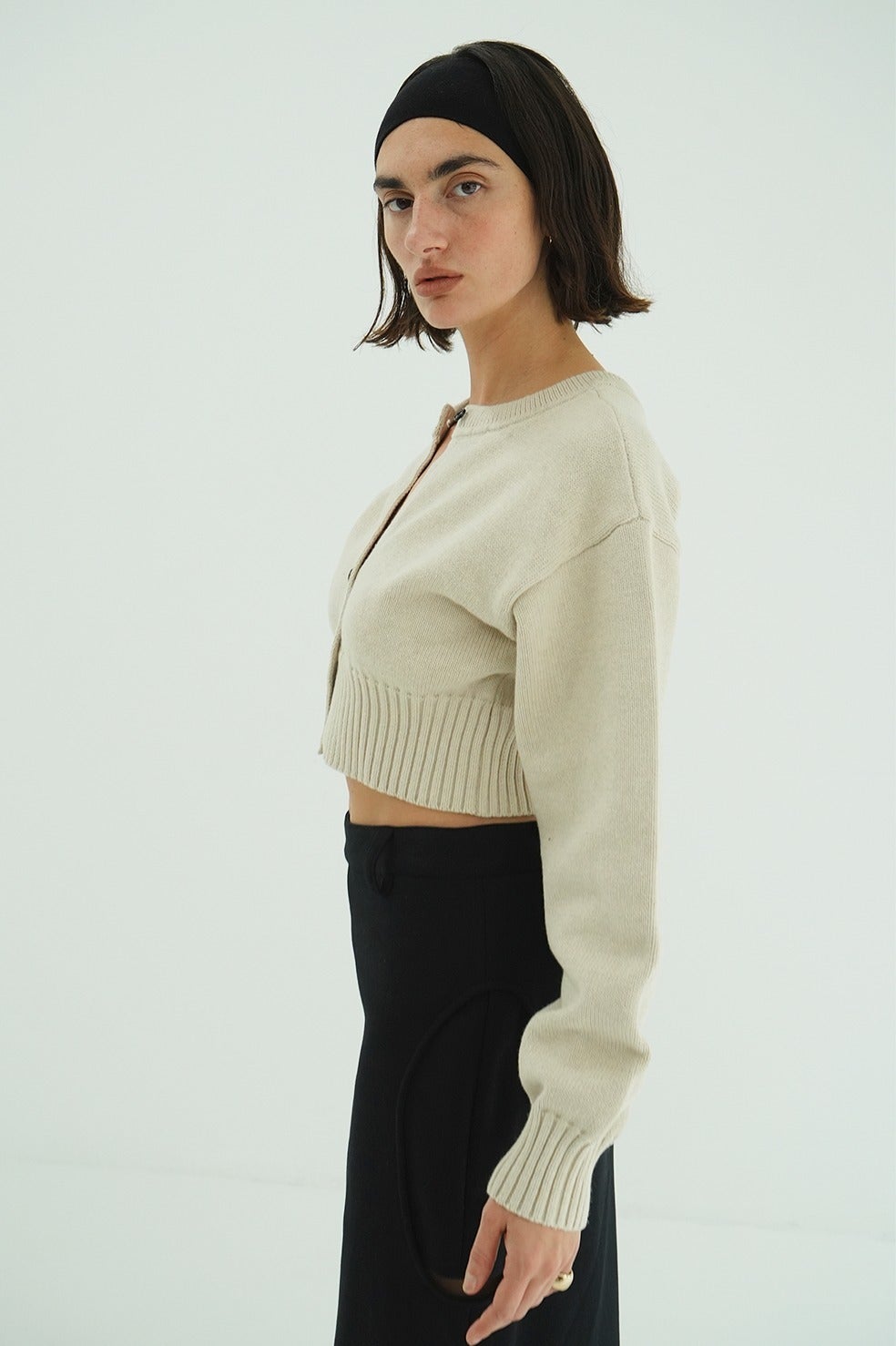 W FACE SHORT KNIT CARDIGAN