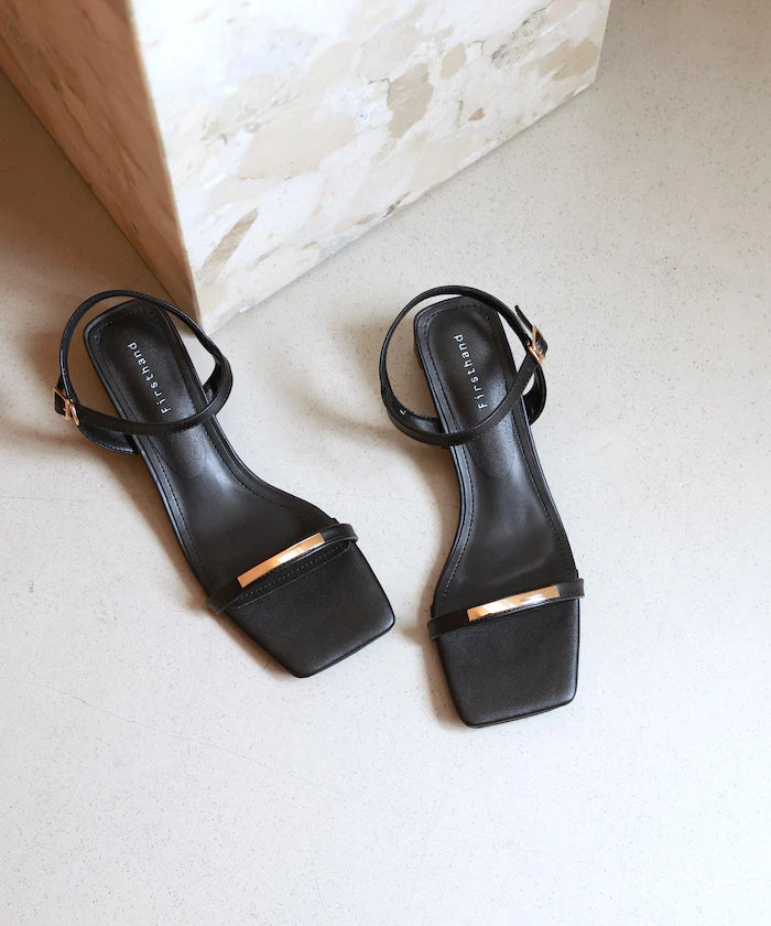 Sleek Strap Metal Plate Sandals