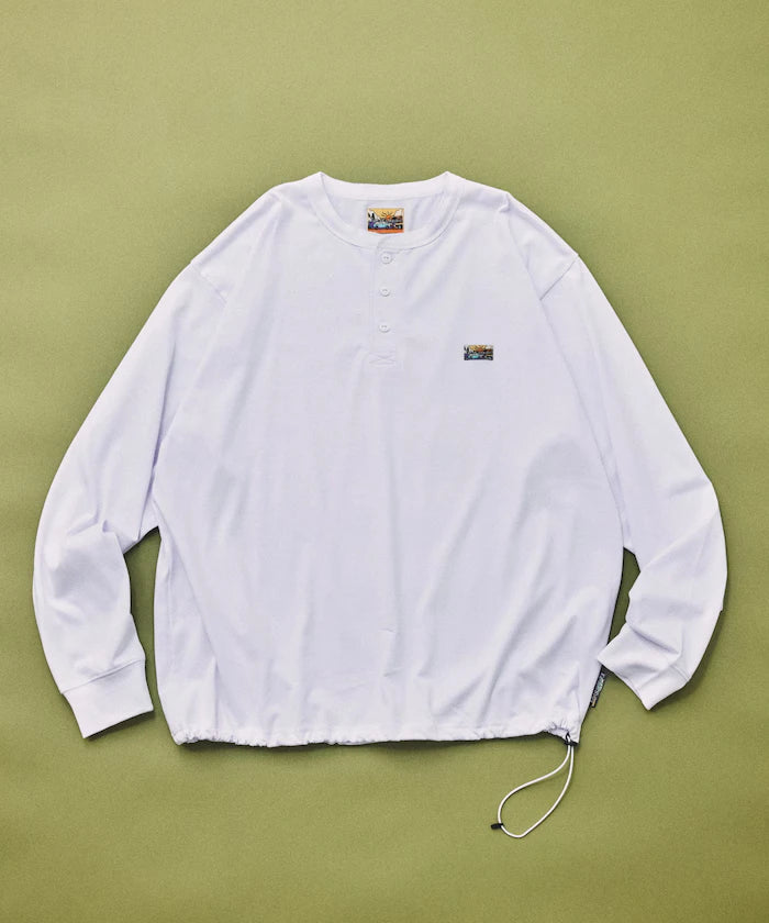 FREAK'S STORE for BEACH & FES Relax Fit One Point Logo Spindle Henley Neck Long Sleeve T-Shirt