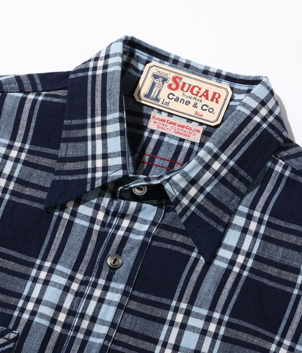 FICTION ROMANCE 7.9oz. INDIGO CHECK WORK SHIRT