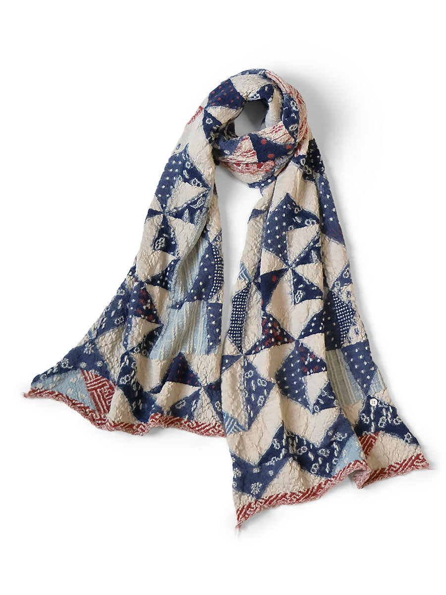 Shrunken Wool Indigo Split HAPPY Scarf
