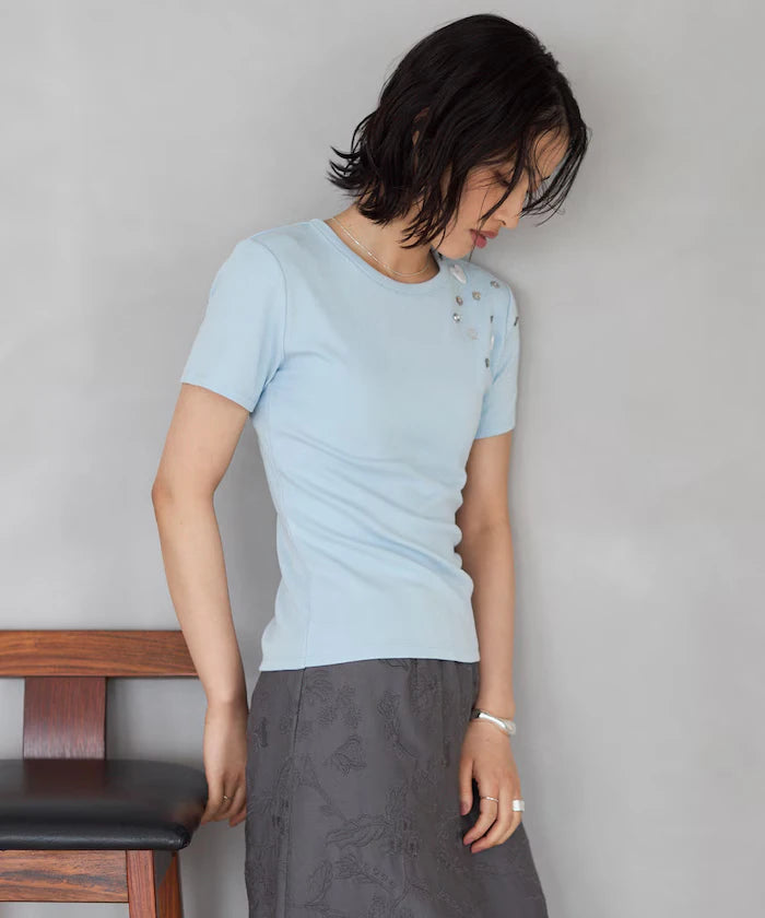 Many Button Cotton Modal Short Sleeve T-Shirt