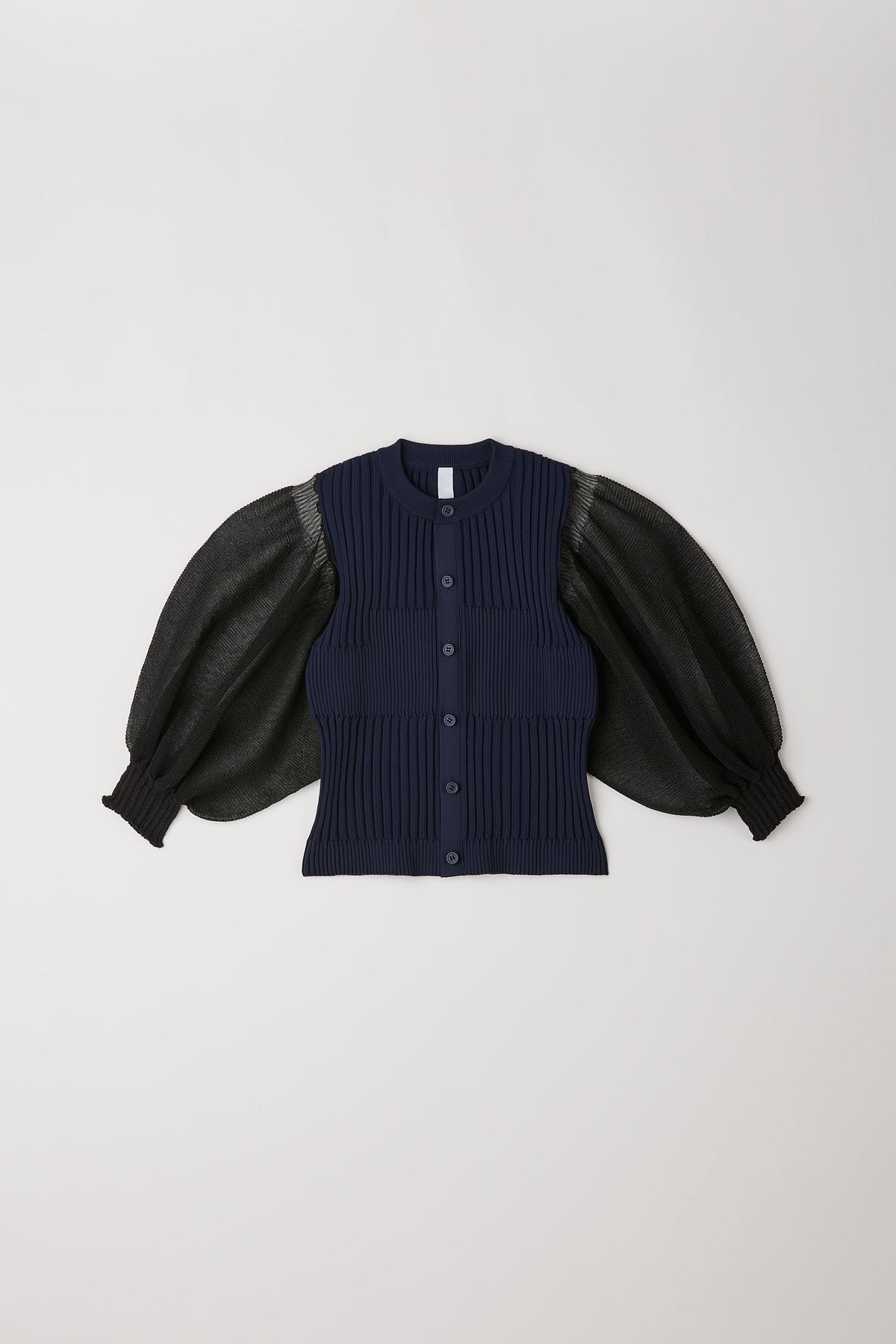 FLUTED LUCENT PUFF SLEEVE CARDIGAN