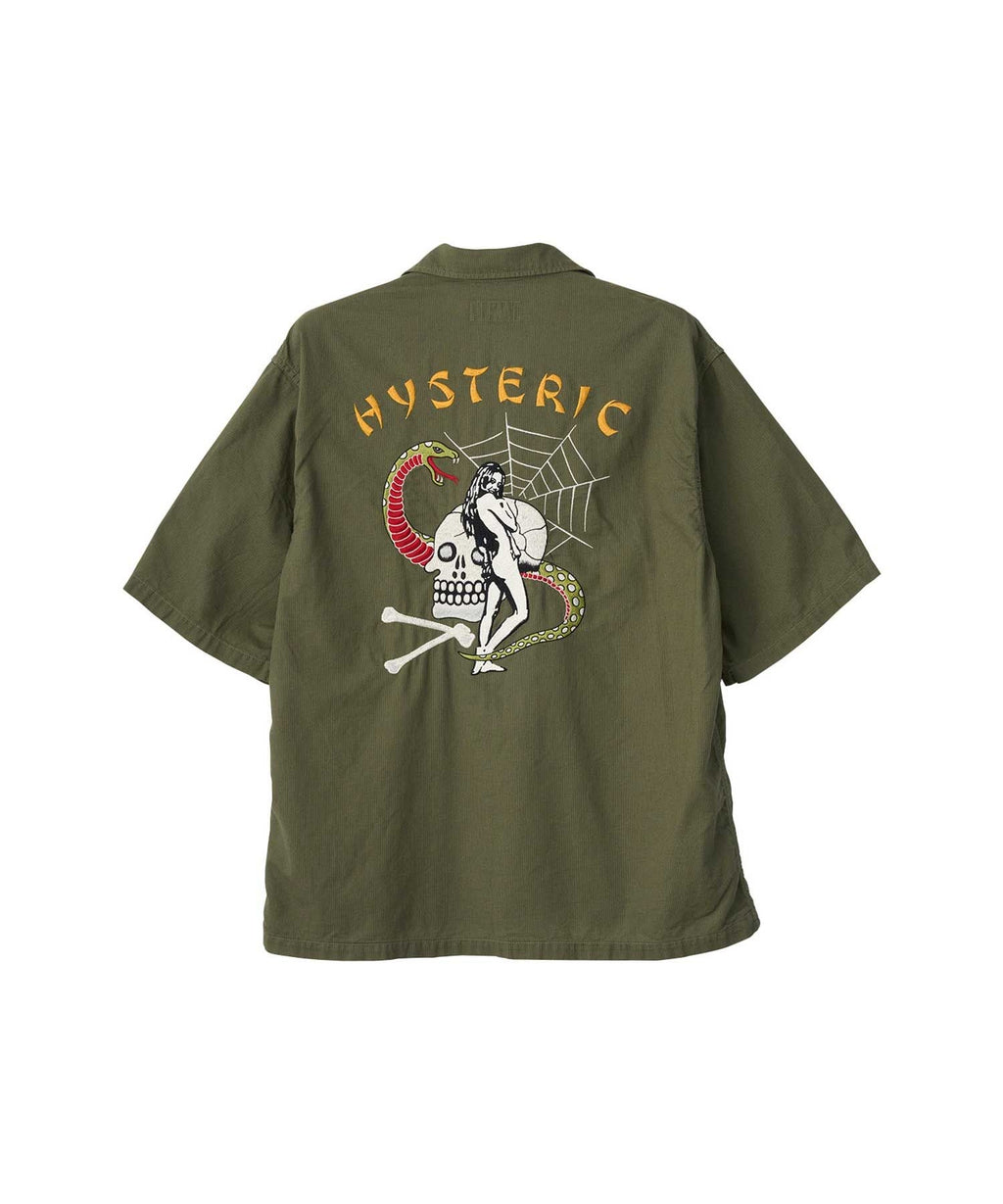 Snake & Skull Embroidery Utility Shirt