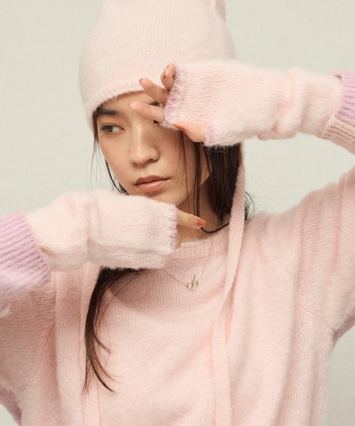 Alpaca Blend Bicolor Knit Gloves