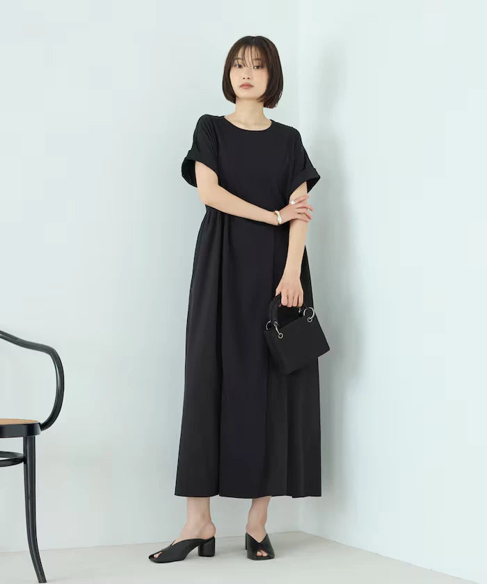 Organic Cotton Mixed Material Docking Gather Dress