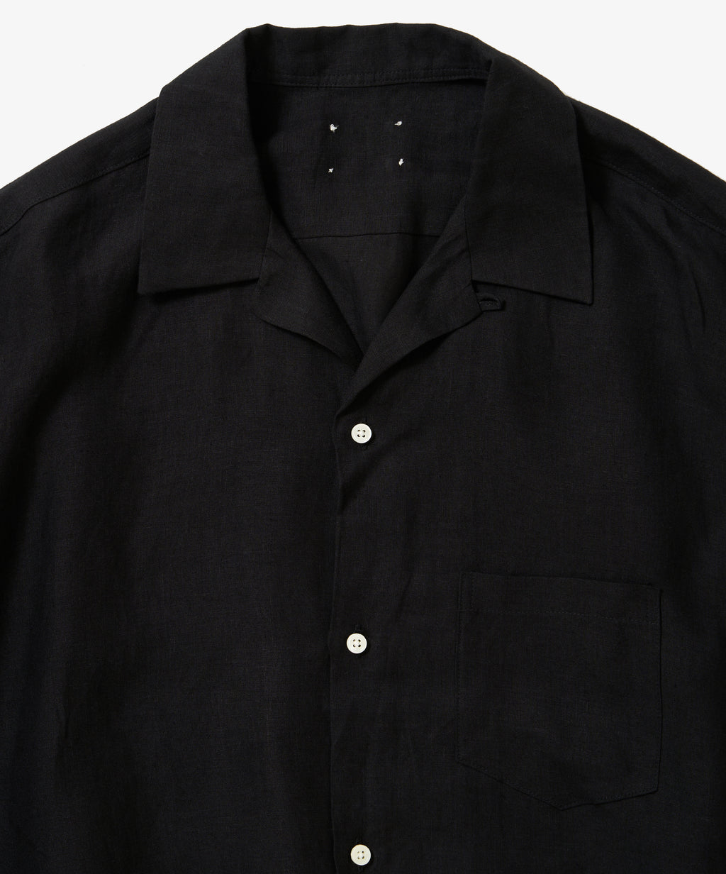 ribbed shirts short sleeve linen black
