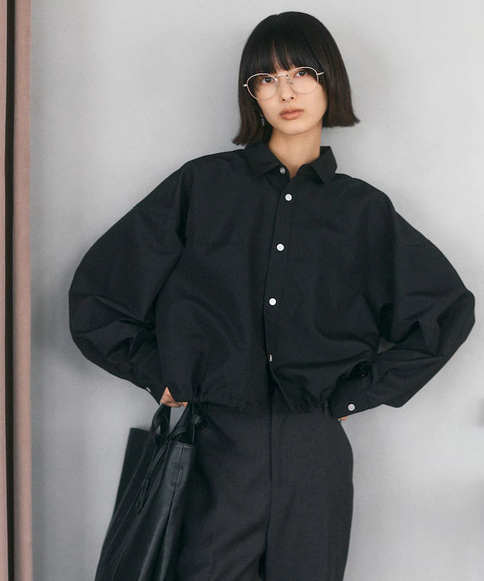 Hem Code Switch Short Length Long Sleeve Shirt