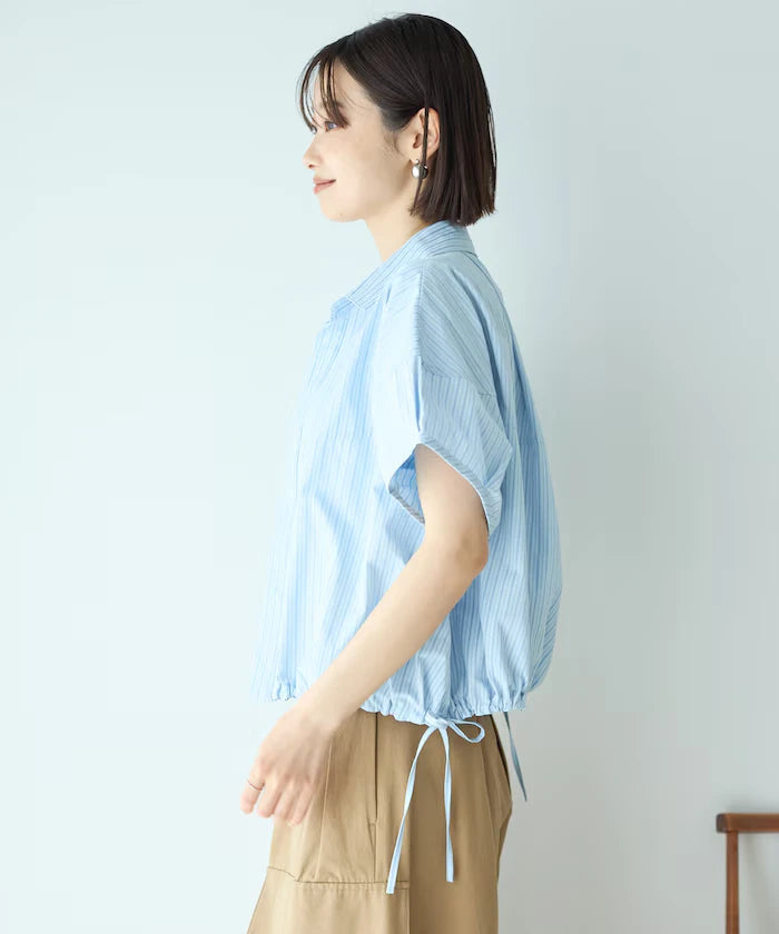Switch Short Sleeve Hem Code Blouse