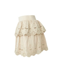 SKULL LACE Scalloped Embroidery Skirt