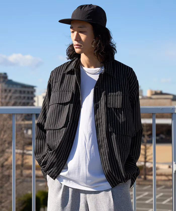 Stripe Shirt Blouson / Setup Compatible / Layer / Relaxed Fit