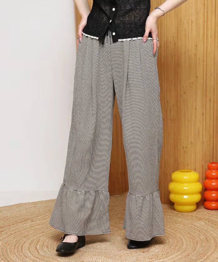 Wide Silhouette Tiered Check Easy Pants [Limited Edition]