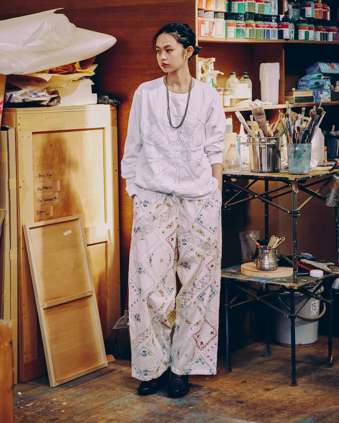 Flower Handkerchief Embroidered Pants