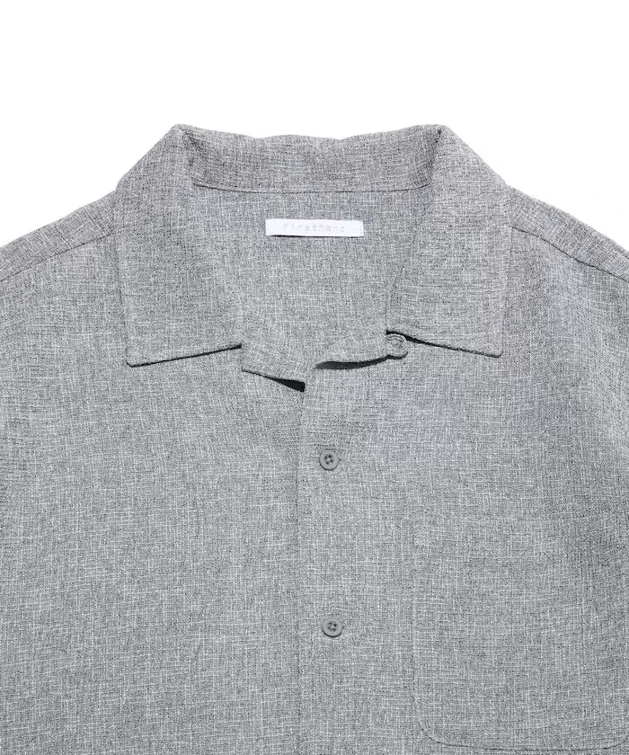 Dry Touch Summer Tweed Short Sleeve Open Collar Shirt