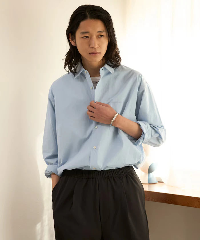 Nuance Color Oversized Regular Collar Long Sleeve Shirt