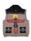 Handknit PECKISH Totem Pole ZIP Vest