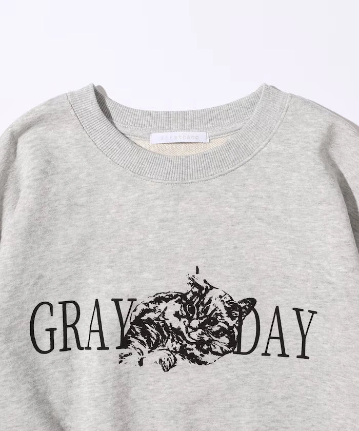 Organic Cotton Animal Logo Print Sweat / CAT / Relaxed Fit / French Terry Sweat