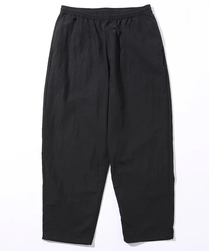 Wide Straight Nylon Track Pants / Tapered Silhouette Easy Nylon Pants