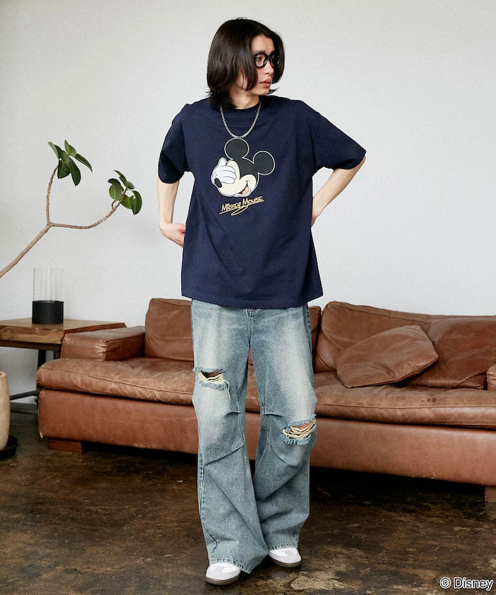 <Functional Material>Mickey Mouse Face T-Shirt Limited Edition