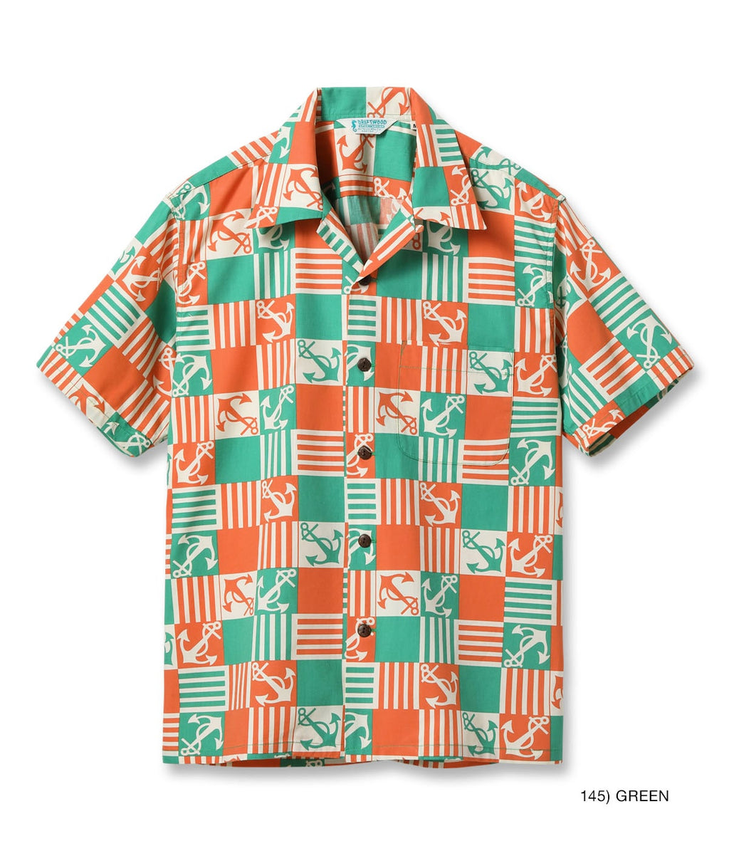 COTTON BROAD OPEN SHIRT “ANCHOR SQUARES”
