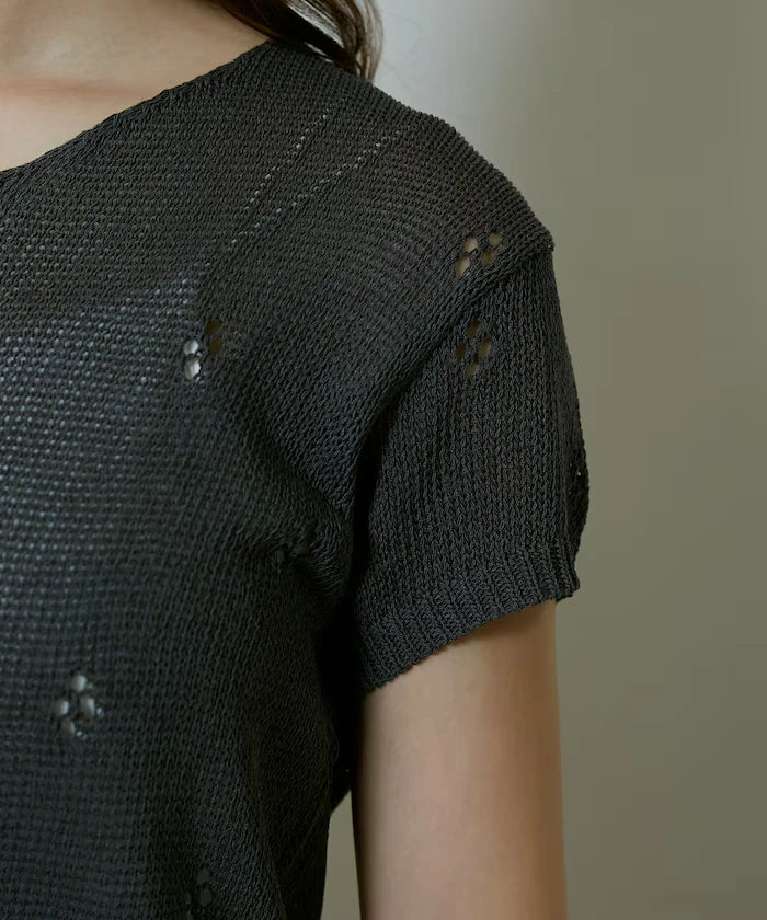 Linen Touch Eyelet Knit Cardigan Limited Edition