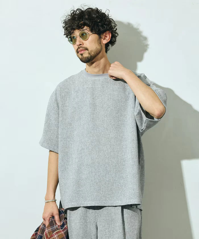 Dry Touch Summer Tweed Short Sleeve Crew Neck