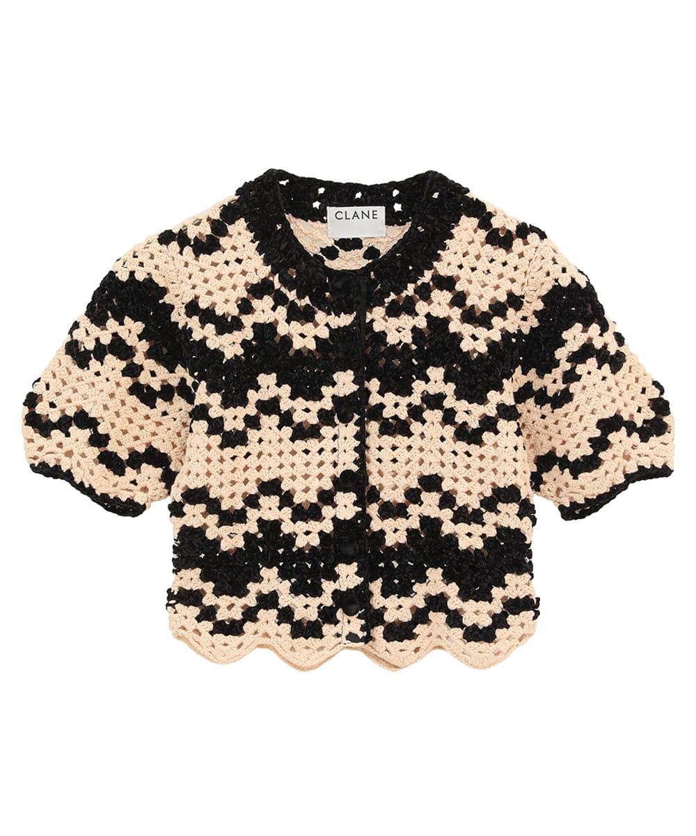 MALL BORDER HAND CROCHET KNIT CARDIGAN