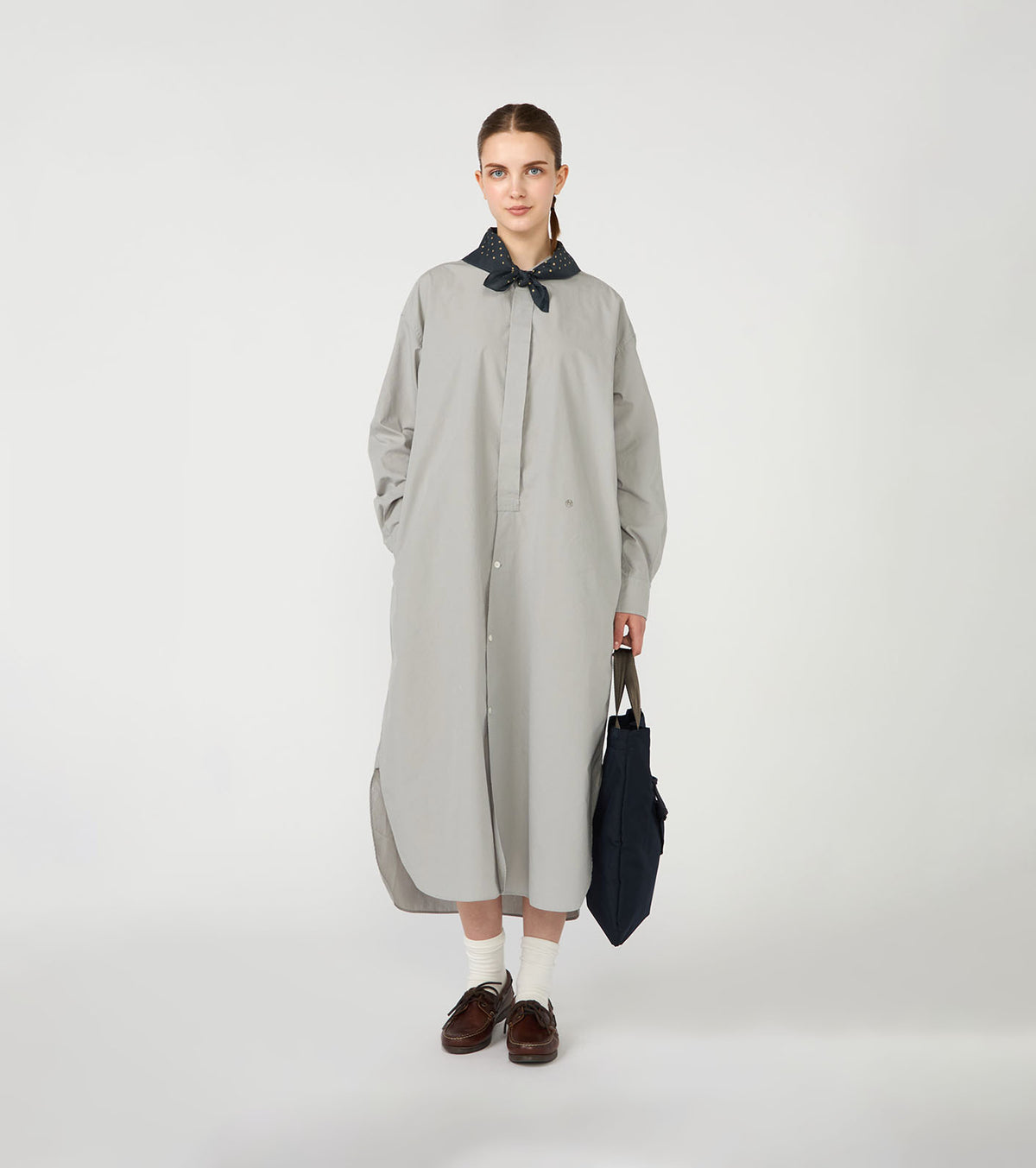 Band Collar Wind Shirt Dress