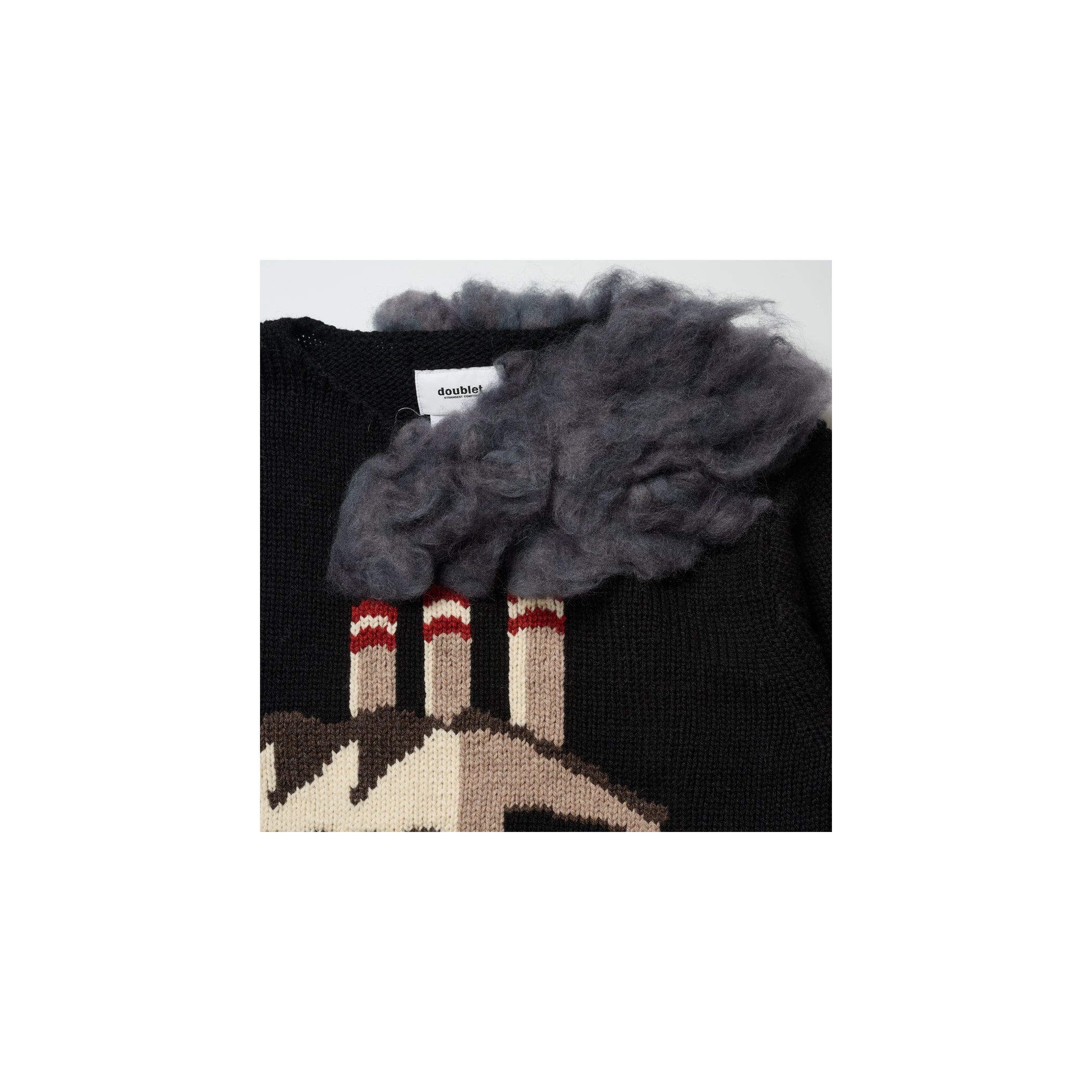 SMOKING FACTORY INTARSIA KNIT PULLOVER：BLACK