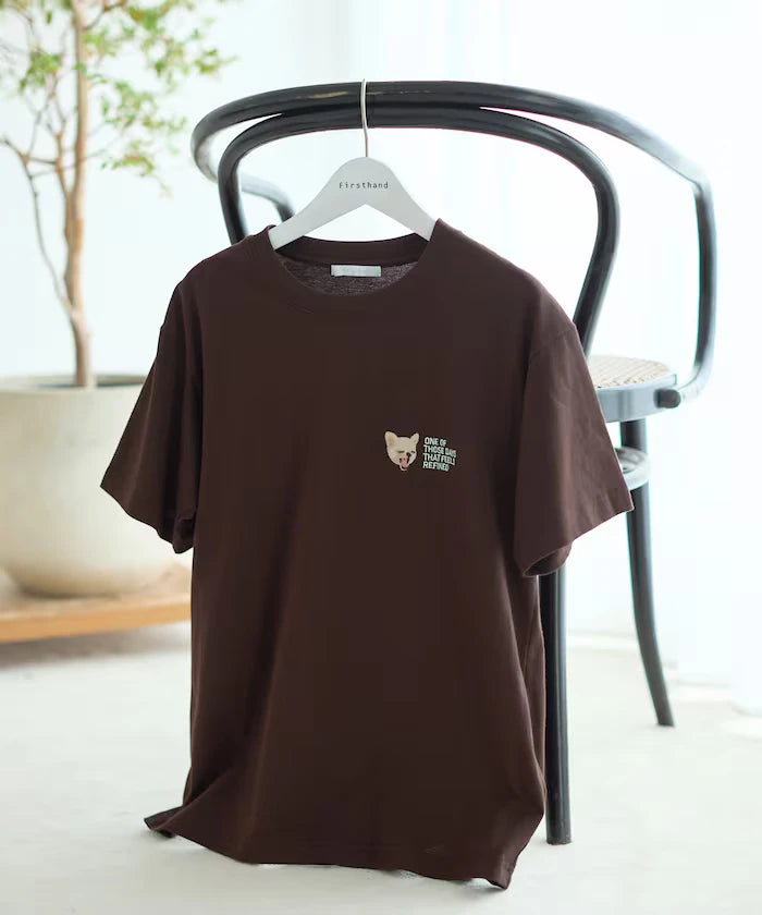 Organic Cotton One Point Animal Embroidery T-Shirt