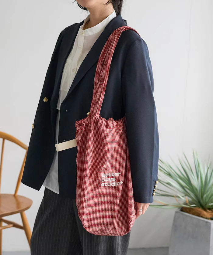 BetterDays Studio × FREAK'S STORE Drawstring Check Tote Bag