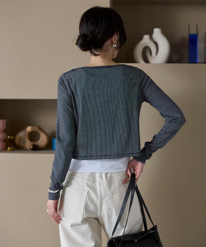 [February 12, 12:00 Release] Layered Set Top / Striped Cardigan & Camisole