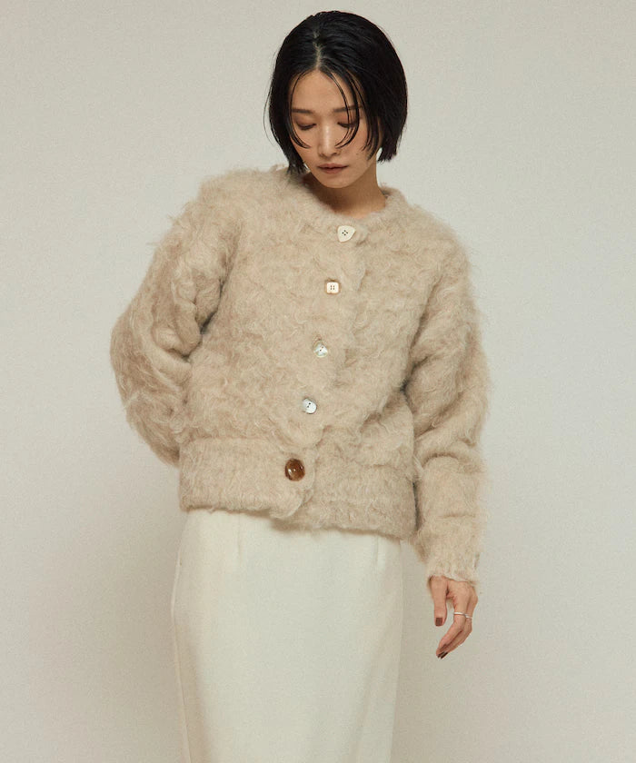 Variation Button Shaggy Knit Cardigan