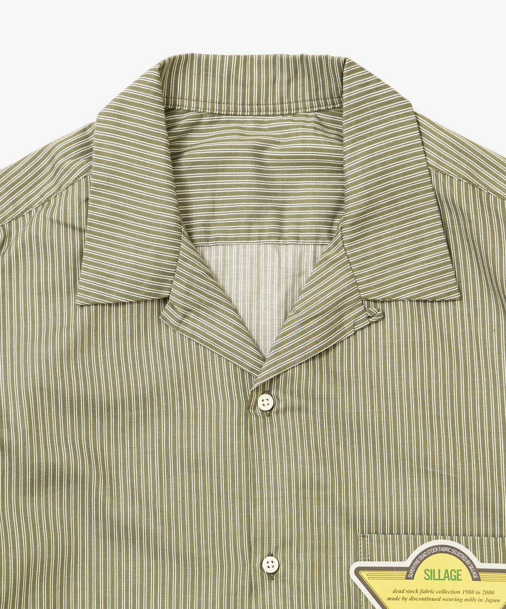 re-engineered overshirt short sleeve deadstock green stripe