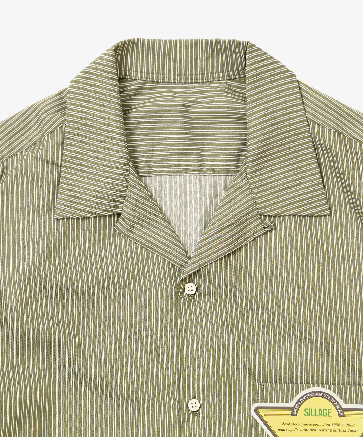 re-engineered overshirt short sleeve deadstock green stripe