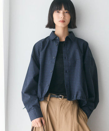 Hem Code Switch Short Length Long Sleeve Shirt