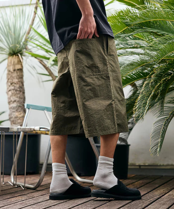 Nylon Sleek Water Length Baggy Shorts