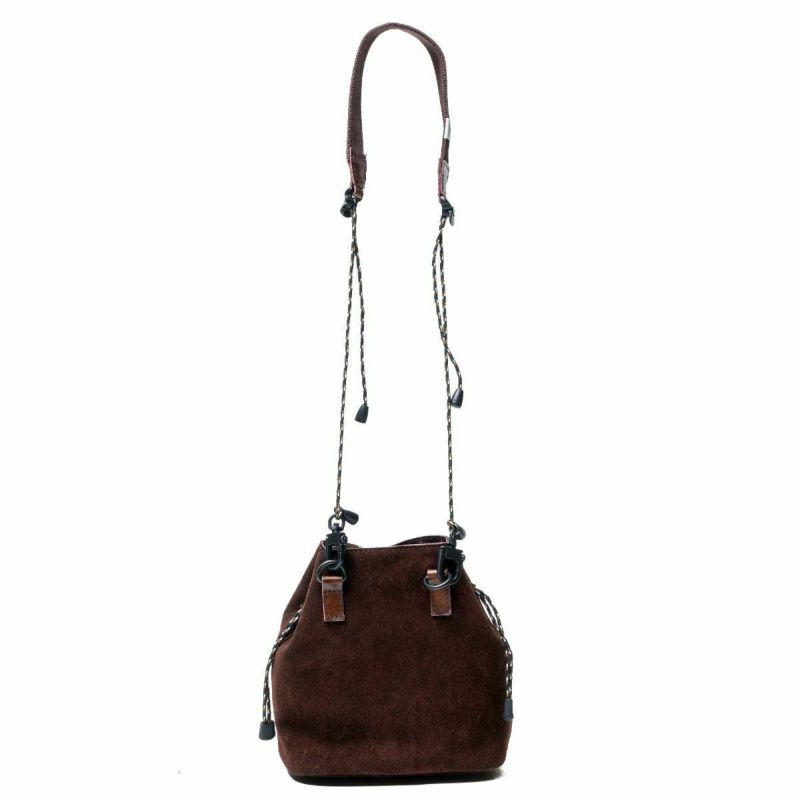 WATER PROOF SUEDE MINI DROW STRING SHOULDER/CHOCO