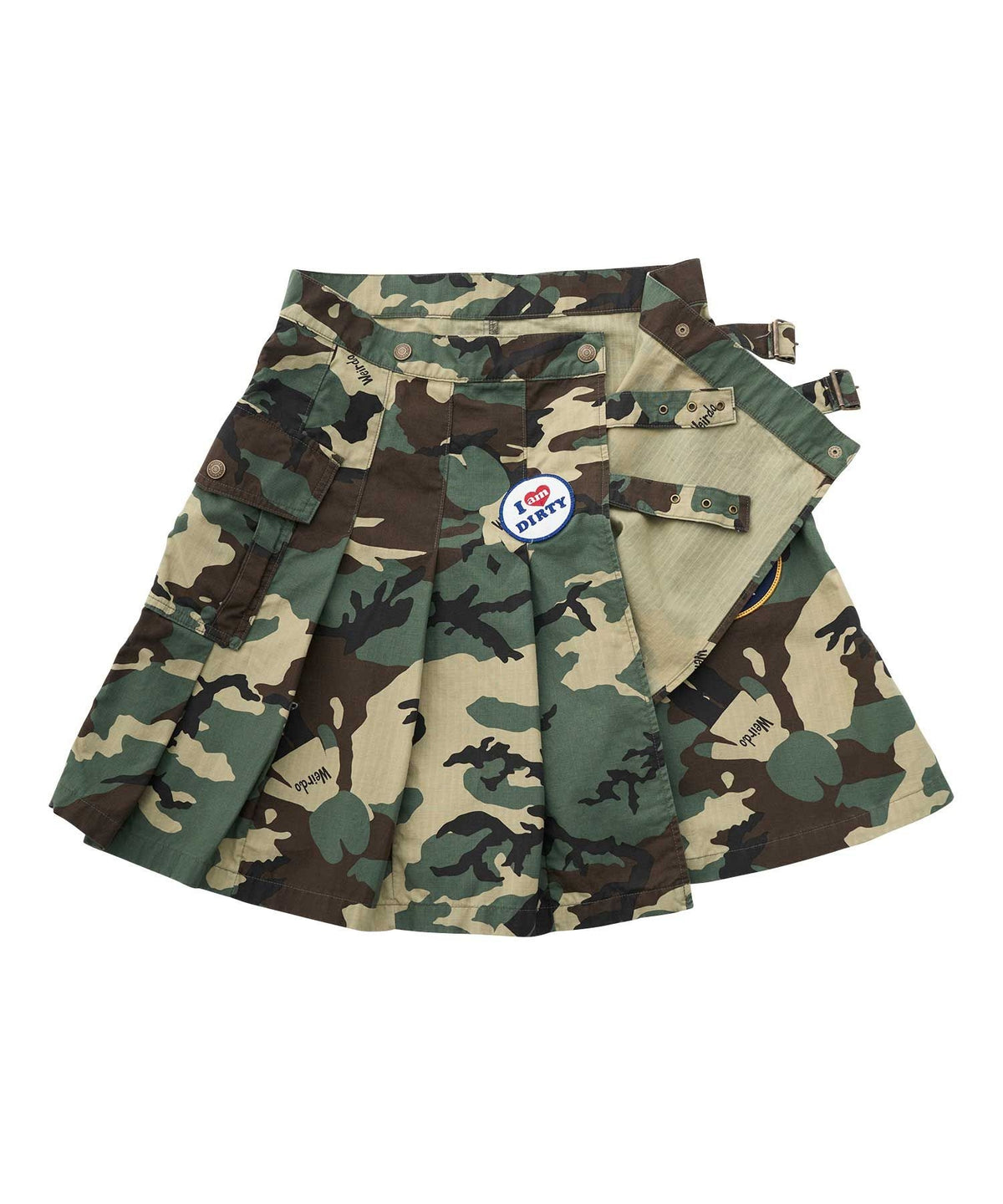 Military Pleated Wrap Skirt