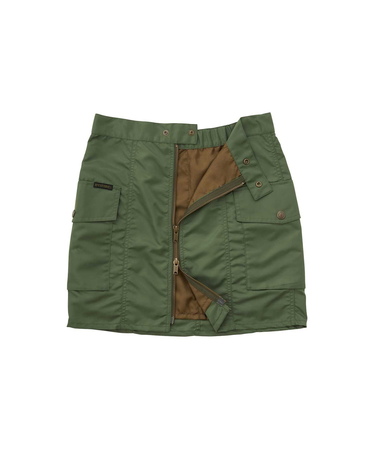 Front Zip Nylon Mini Skirt