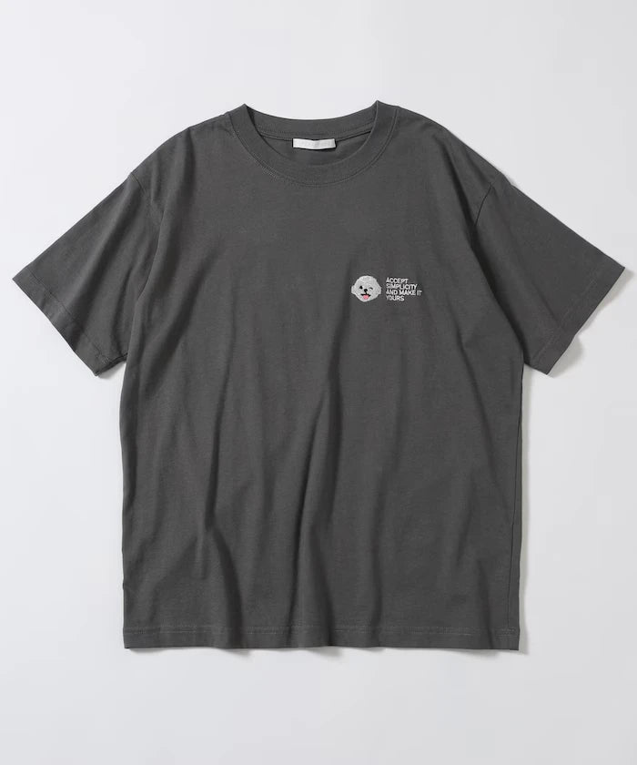 Organic Cotton One Point Animal Embroidery T-Shirt