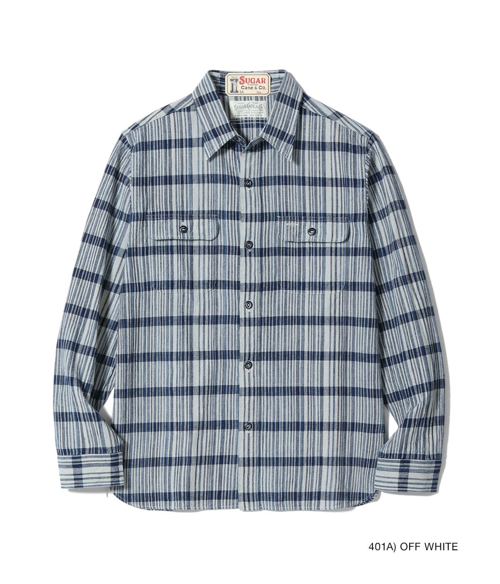 FICTION ROMANCE 5oz. INDIGO CHECK WORK SHIRT