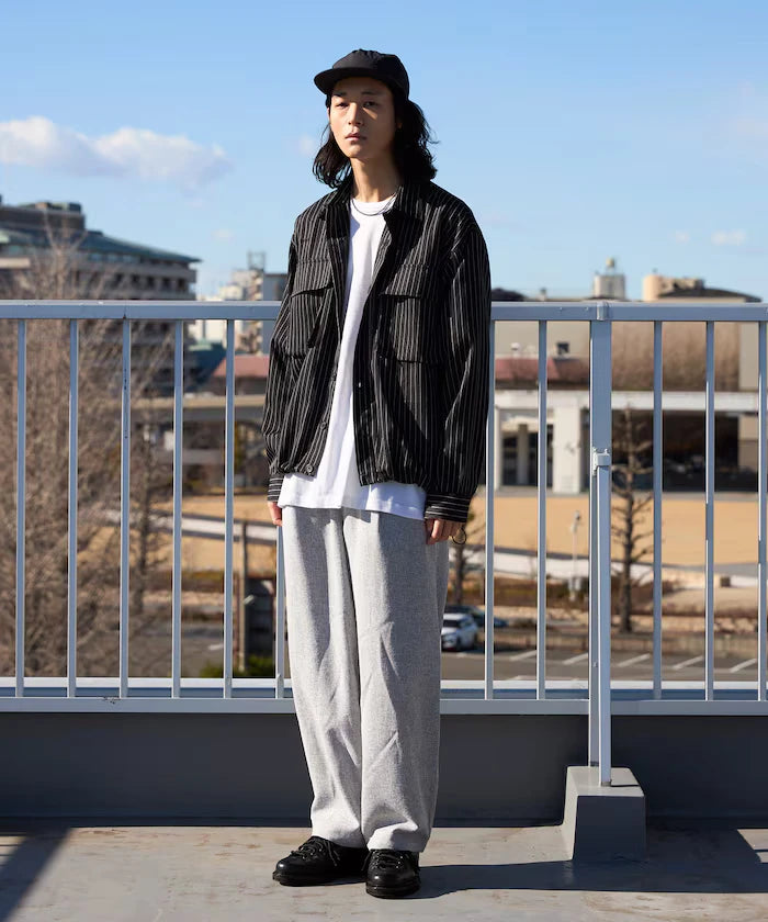 Stripe Shirt Blouson / Setup Compatible / Layer / Relaxed Fit